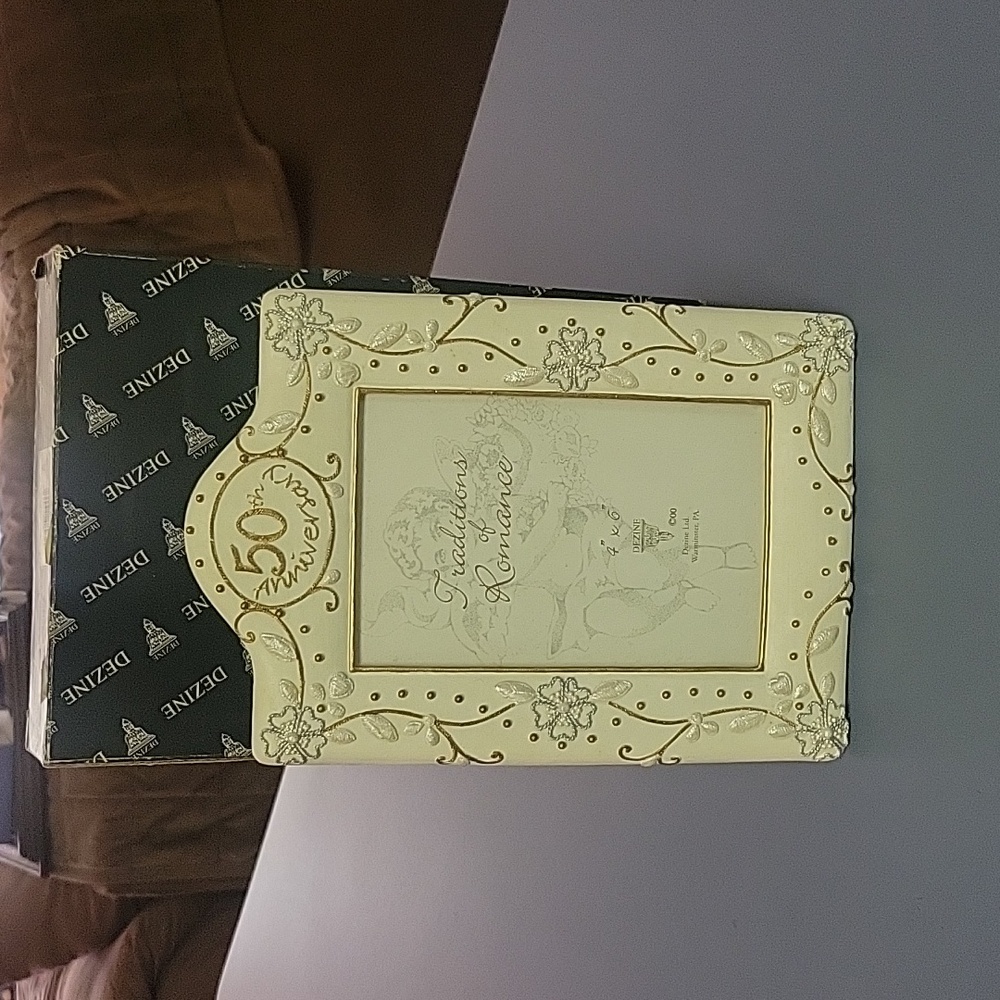 NIB Pretty 50th wedding anniversary picture frame.